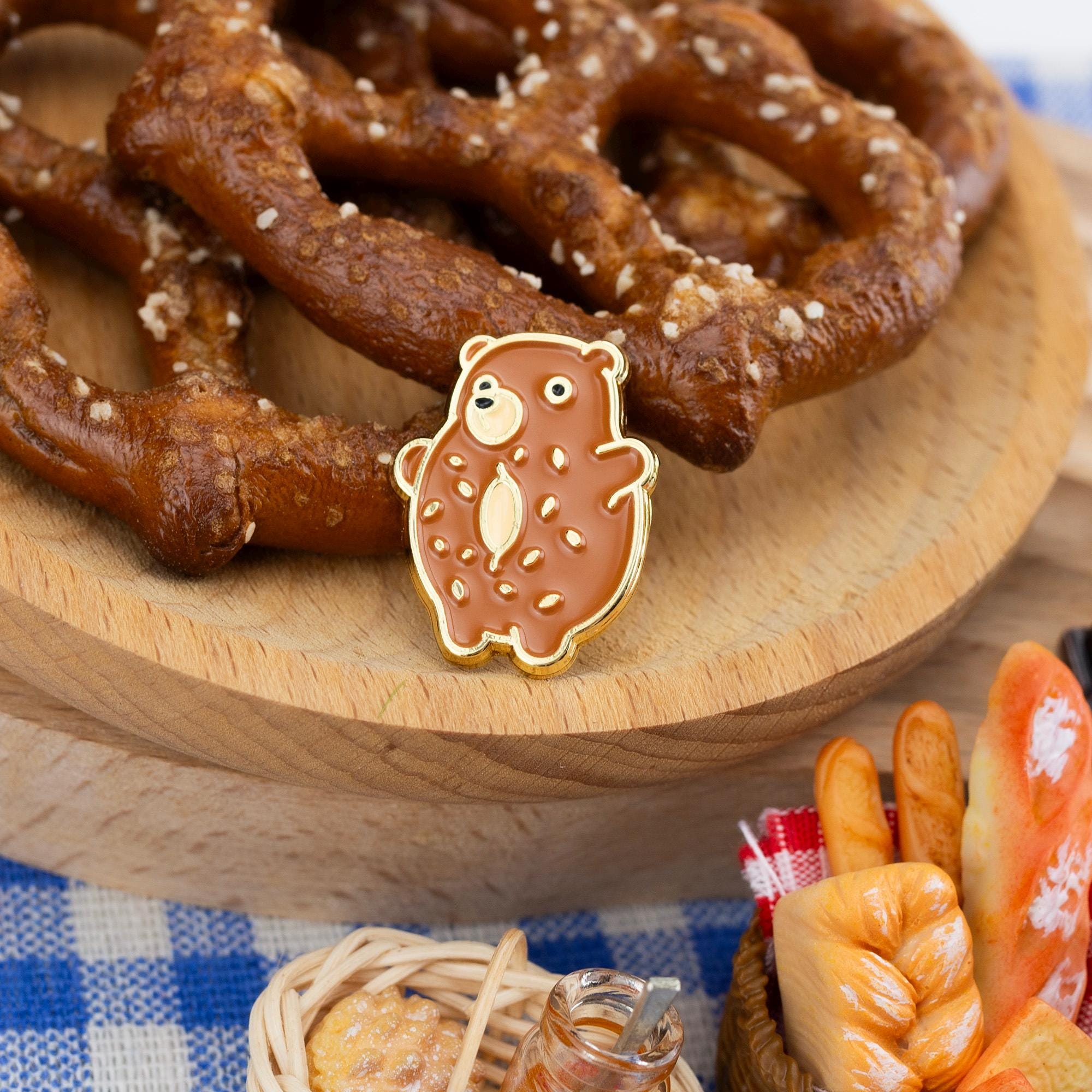 Bagel Bear Enamel Pin