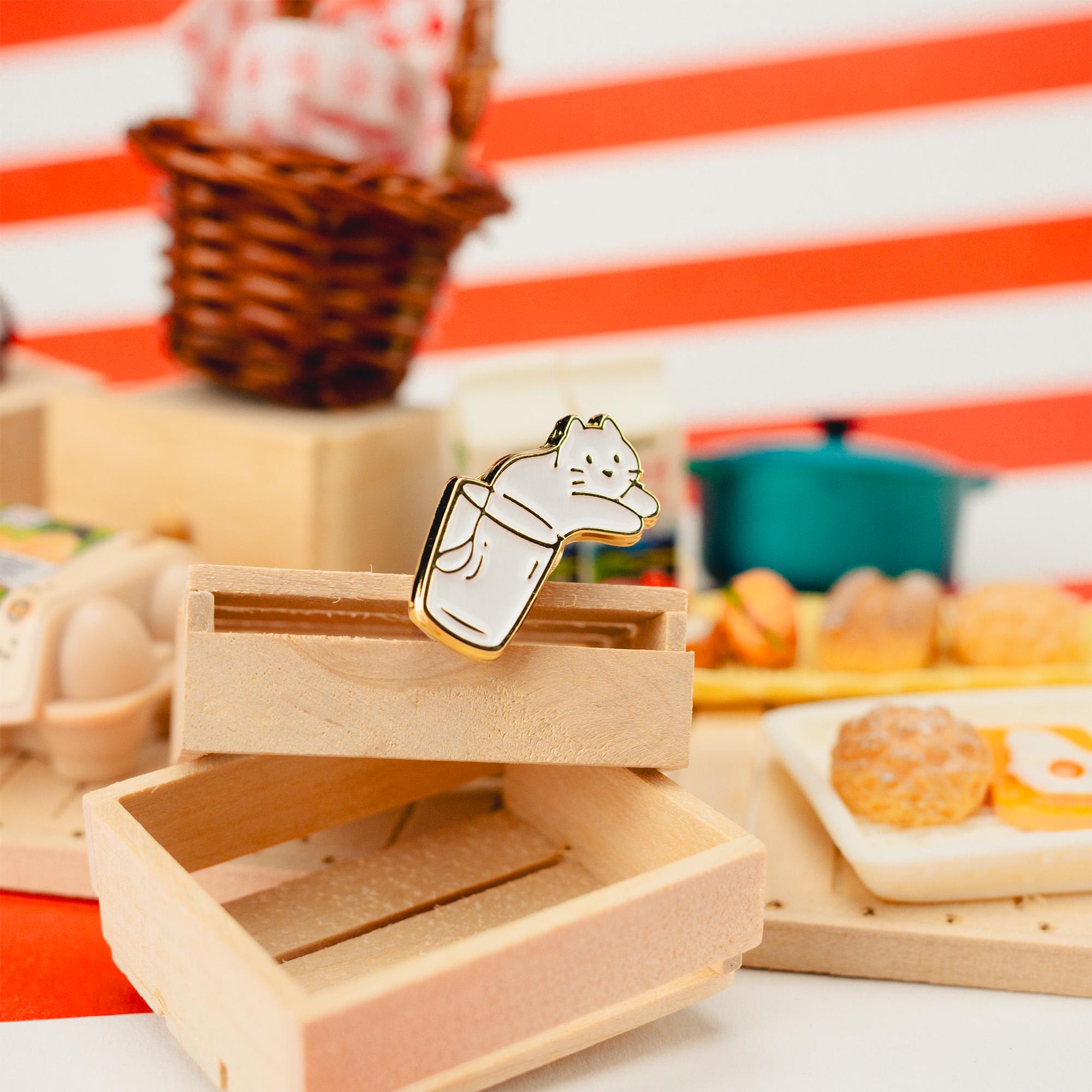 Glass of Cat Enamel Pin