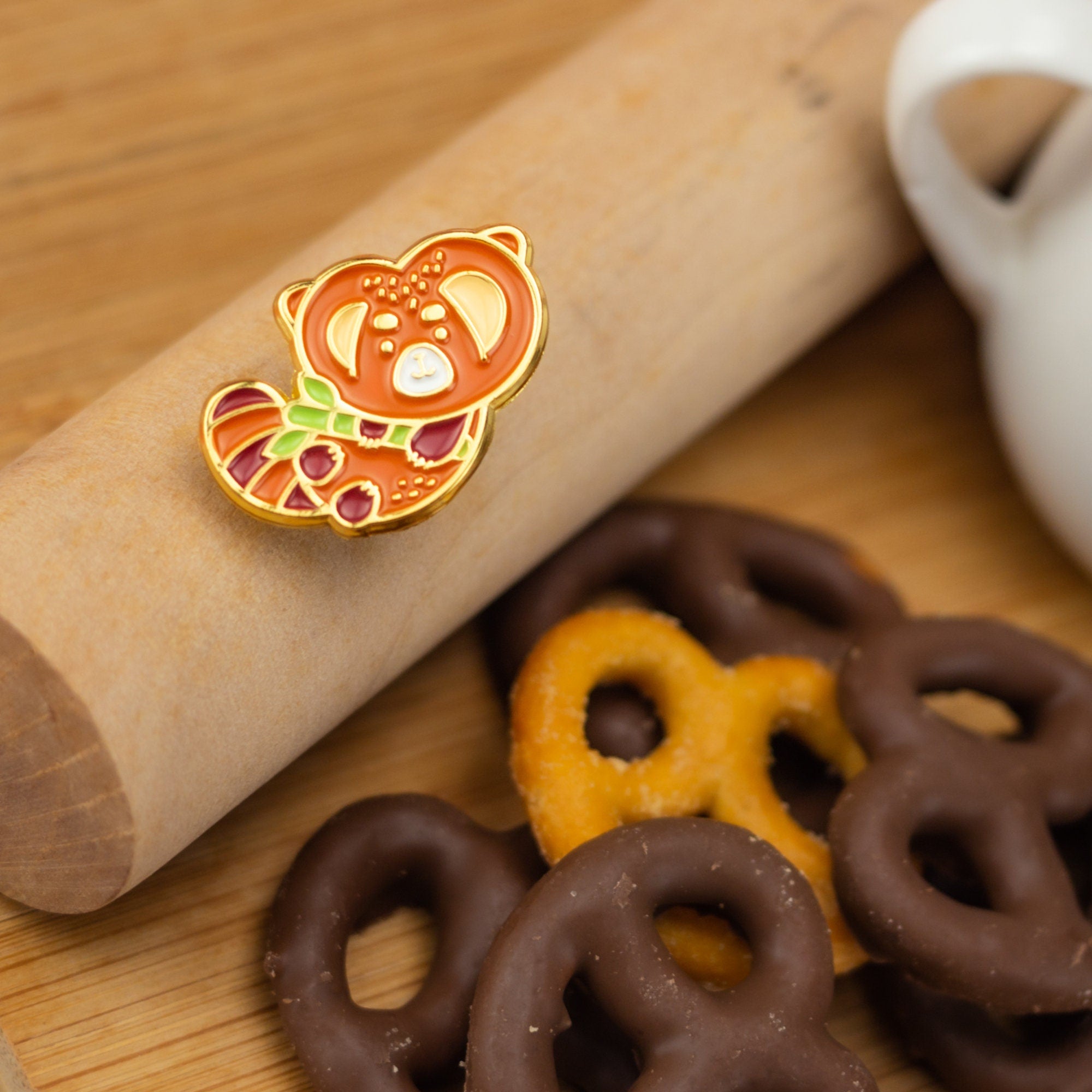 Red Panda Pretzel Enamel Pin
