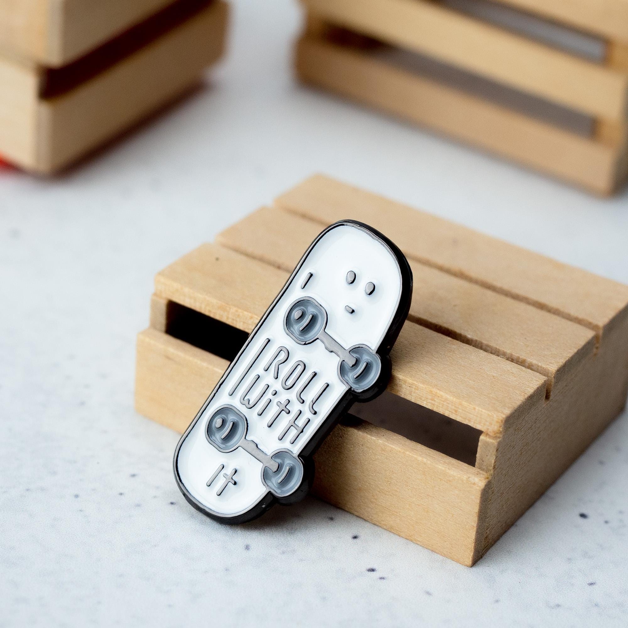 Roll With It Skateboard Enamel Pin