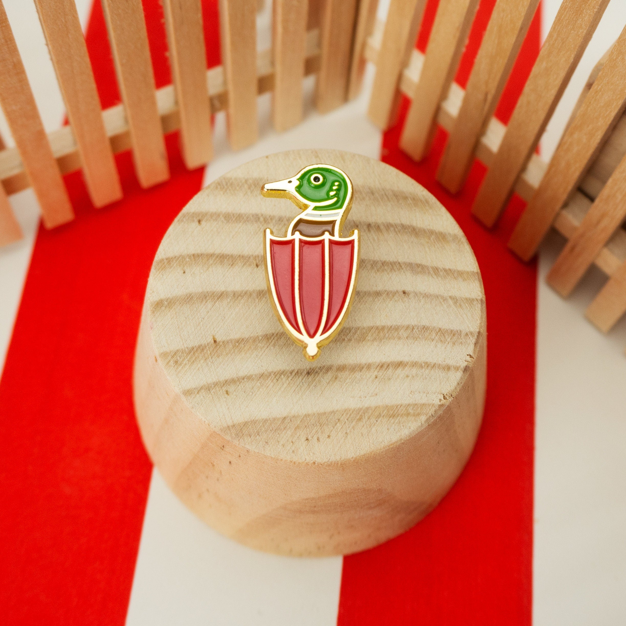 Quirky Duck Umbrella Enamel Pin