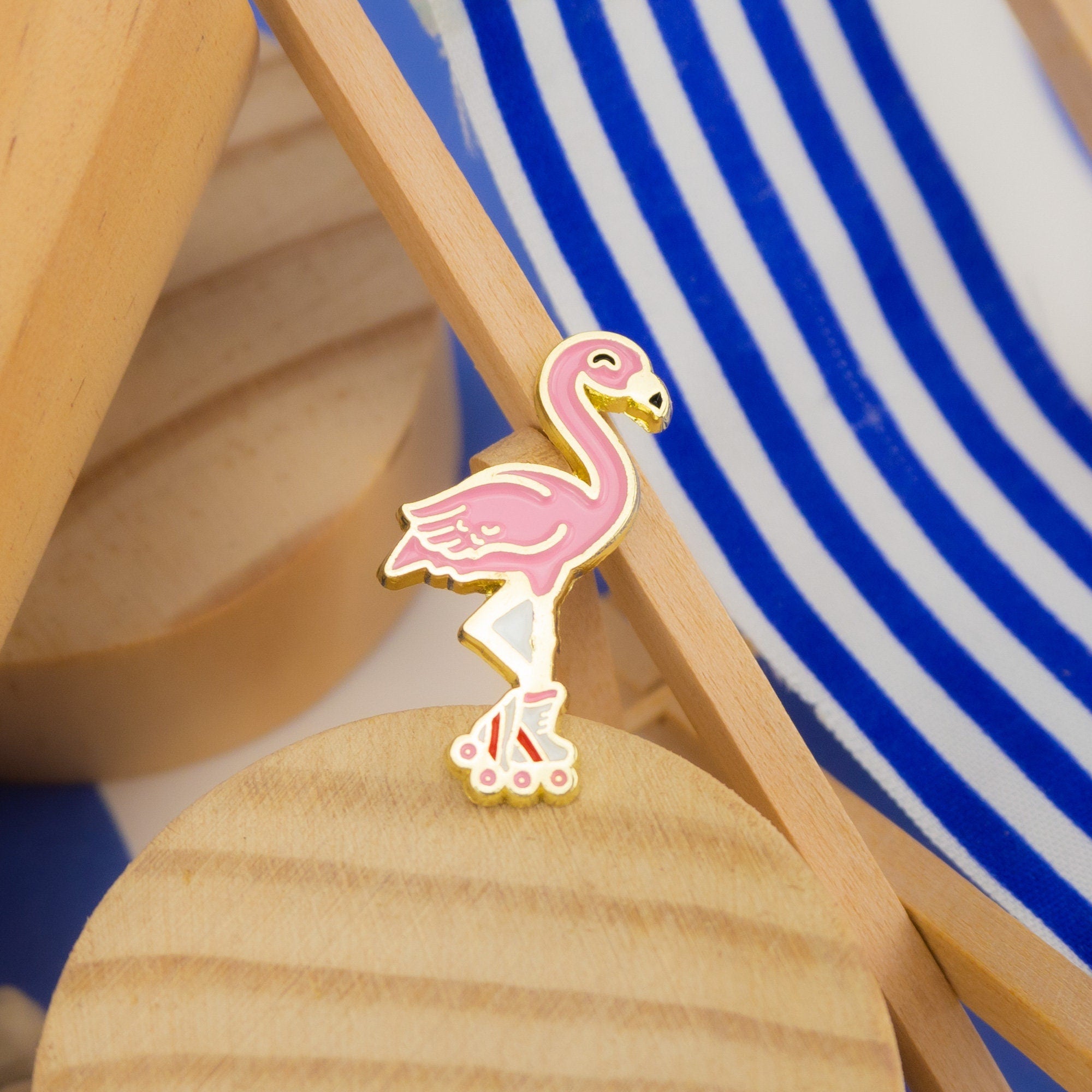 Tropical Flamingo Skater Enamel Pin
