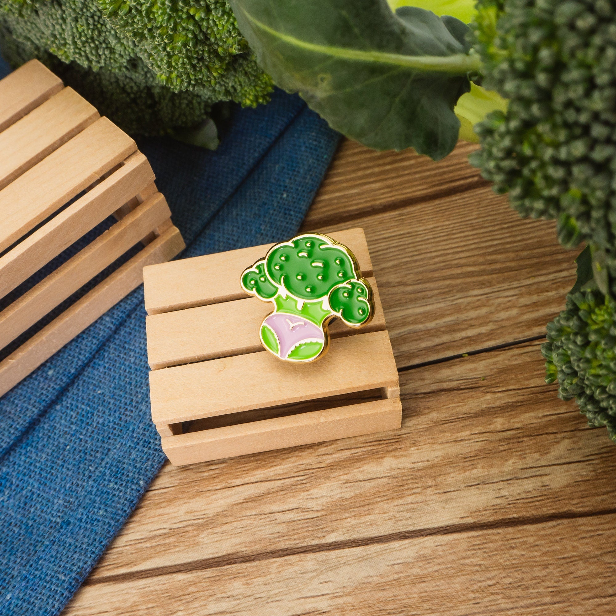 Broccoli Butt Enamel Pin