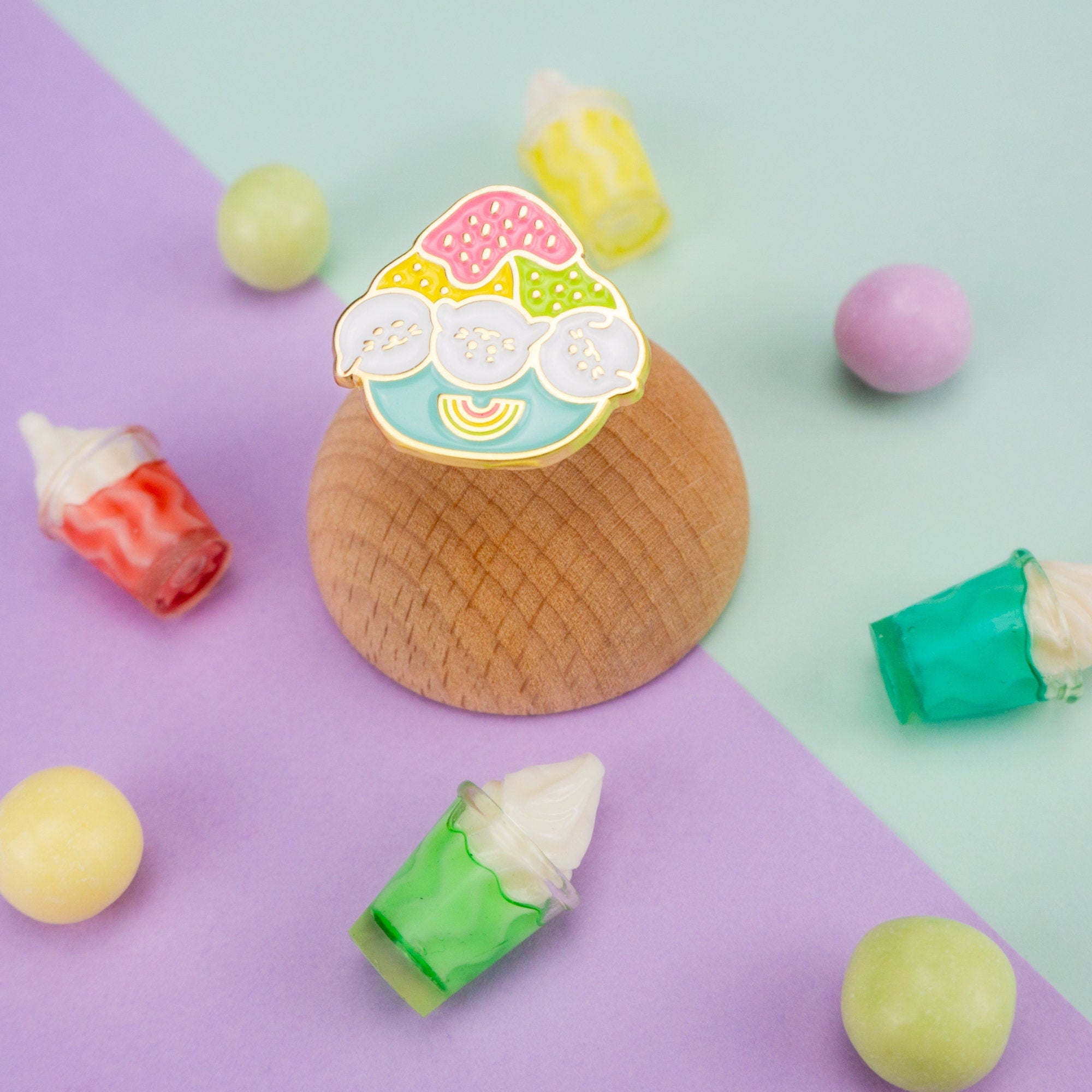 Kakigori Mochi Seals Enamel Pin