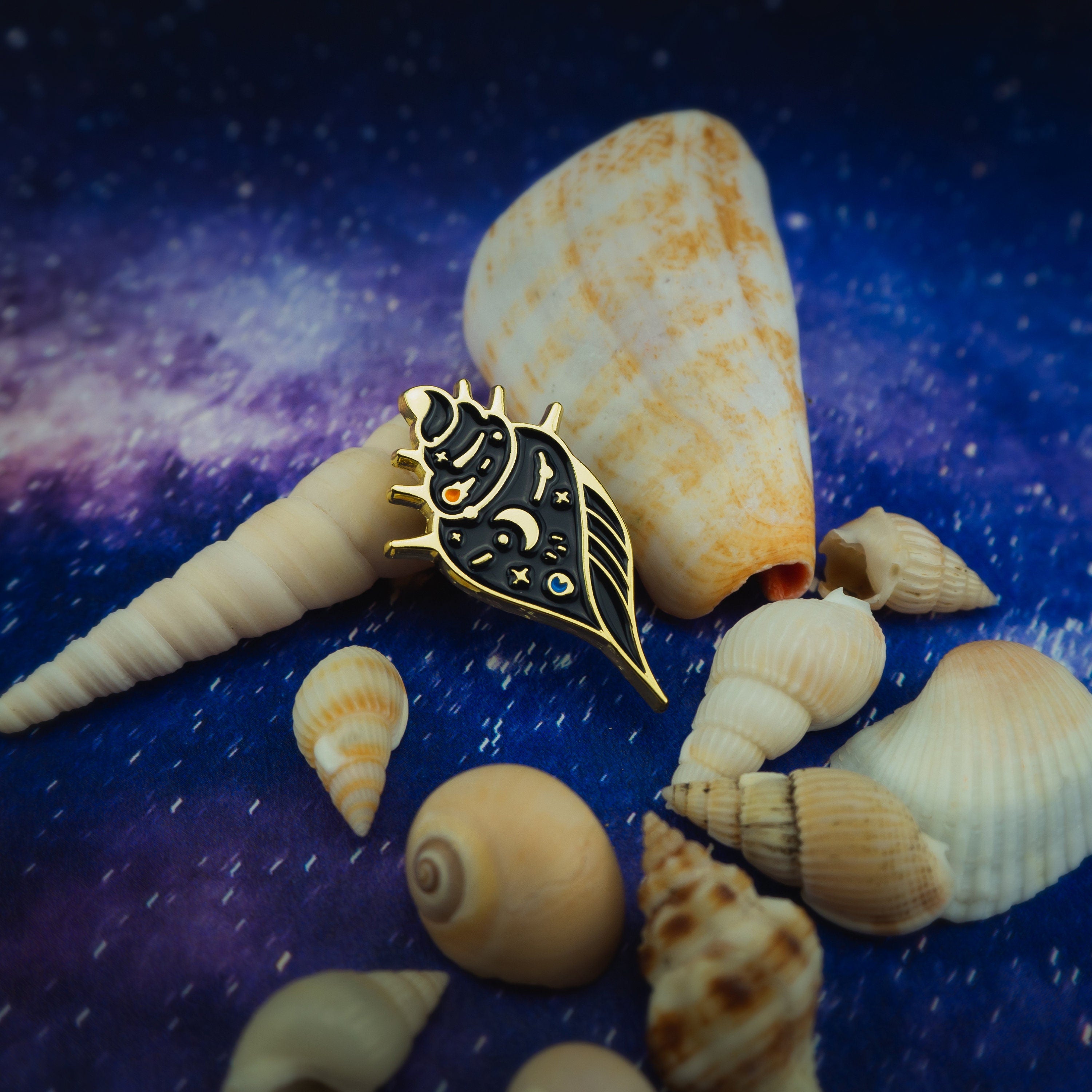 Space Conch Shell Enamel Pin