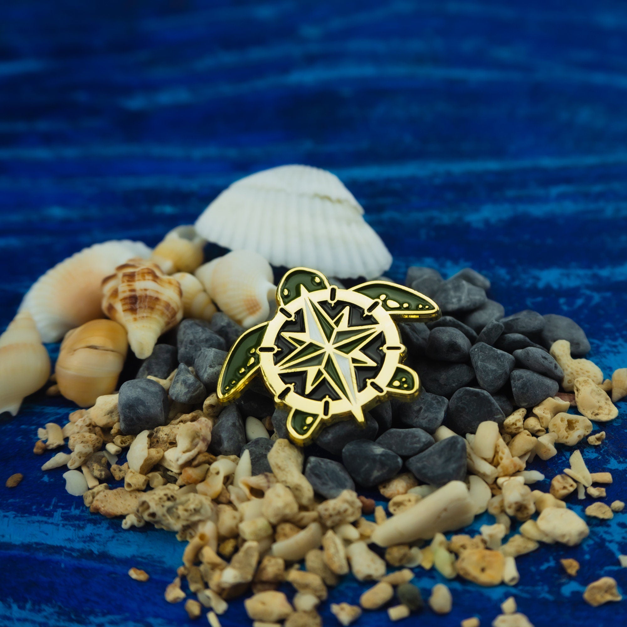 Turtle Compass Enamel Pin