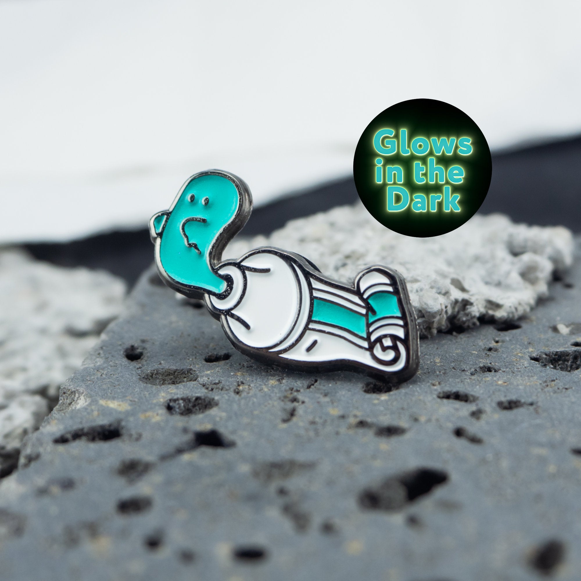 Ghost Toothpaste Tube Enamel Pin (Glows in the Dark)