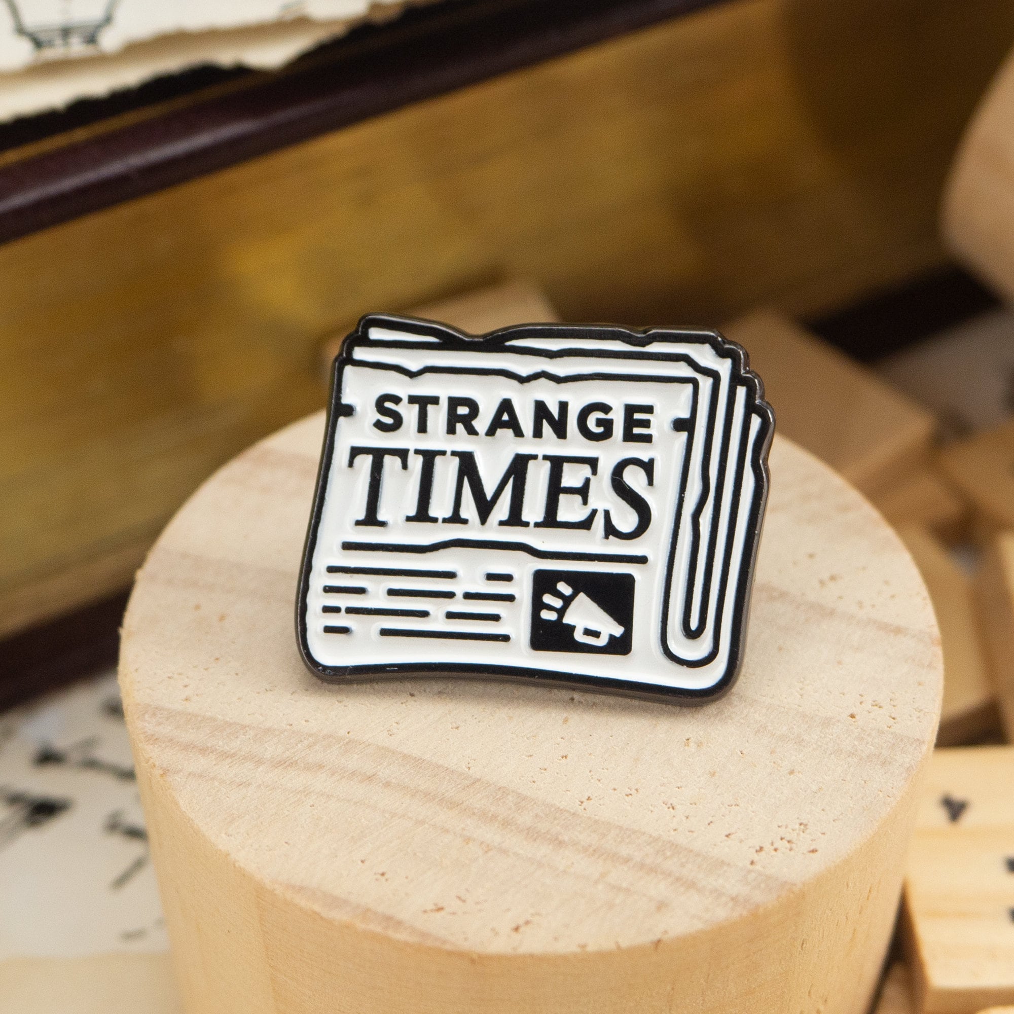 Strange Times Newspaper Enamel Pin