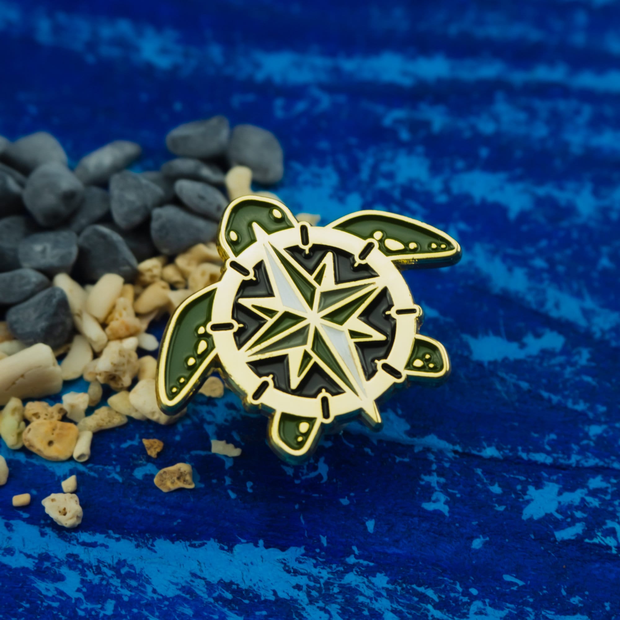 Turtle Compass Enamel Pin