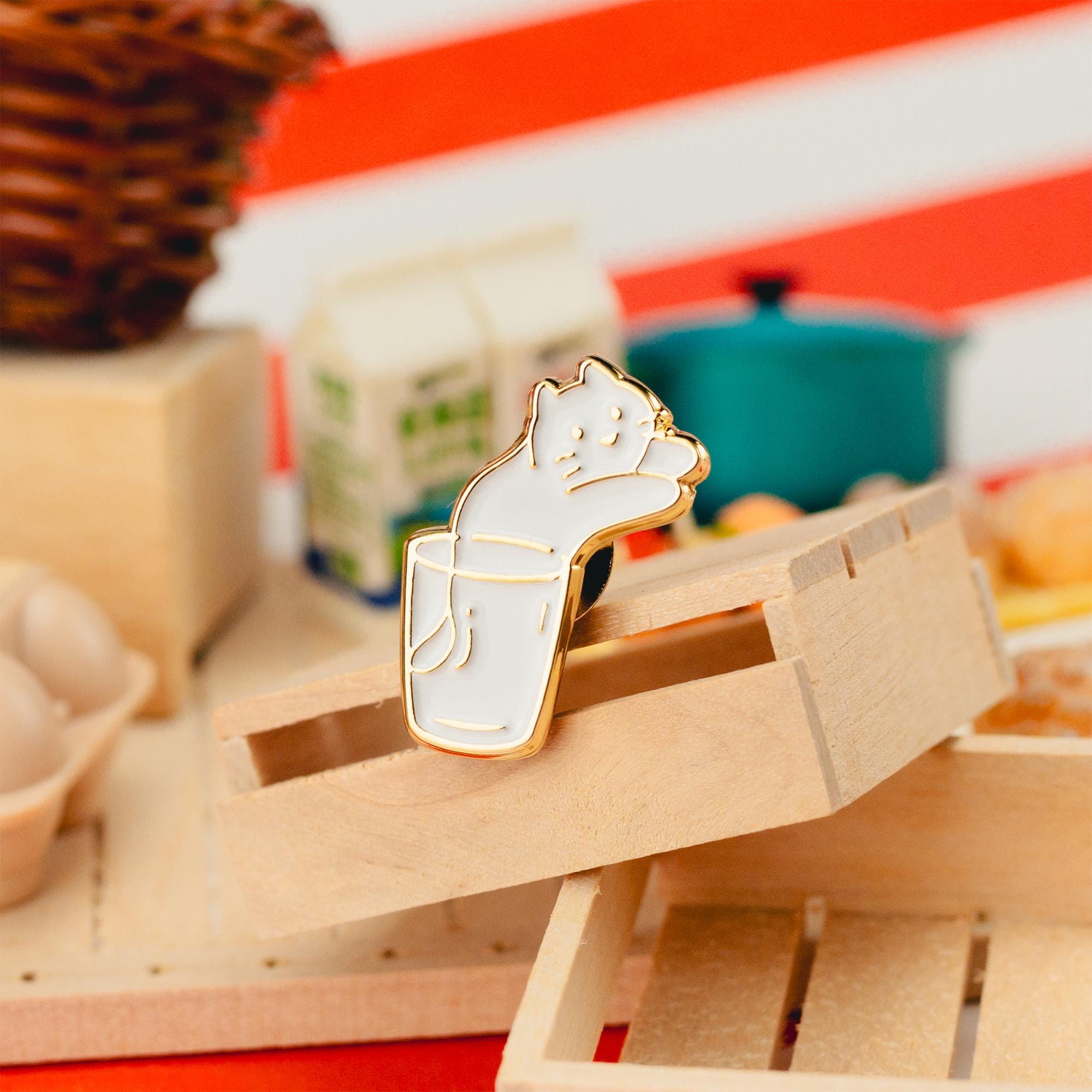 Glass of Cat Enamel Pin