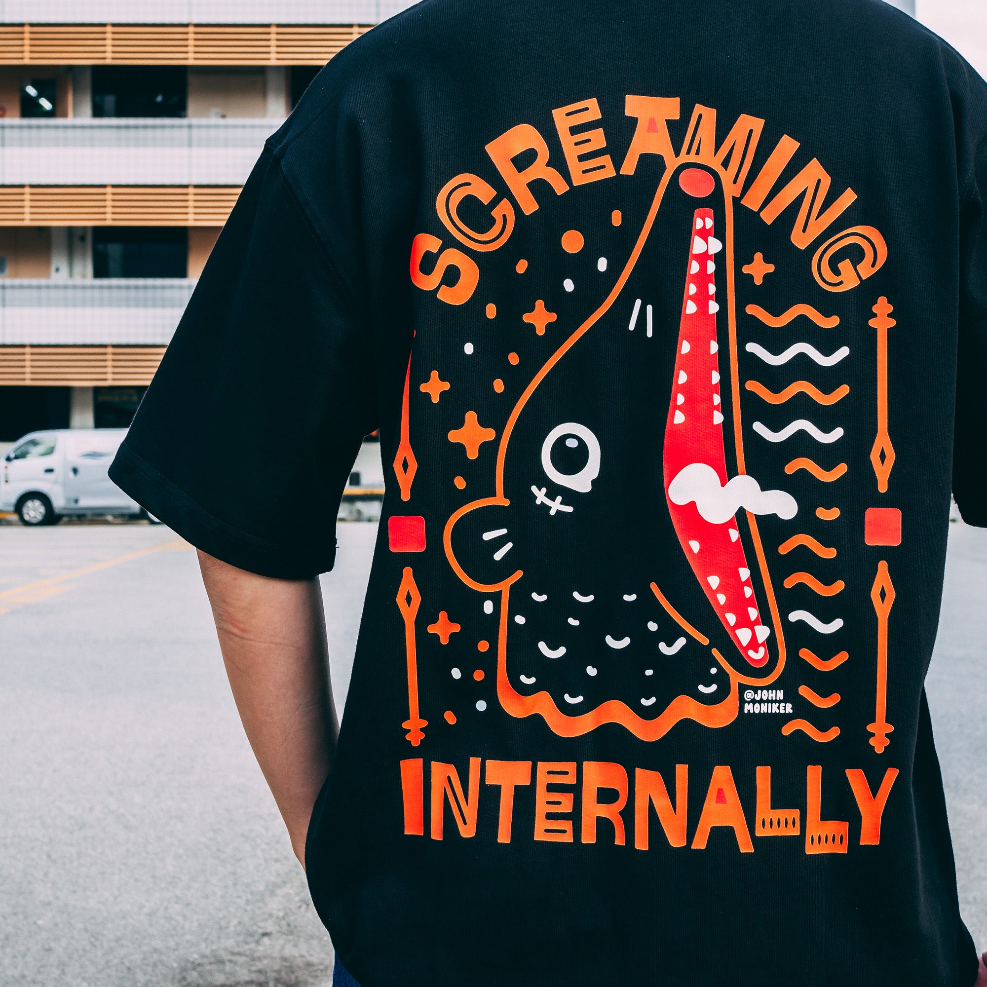 Screaming Internally Oversized Fit Black T-Shirt (Pre-Order)