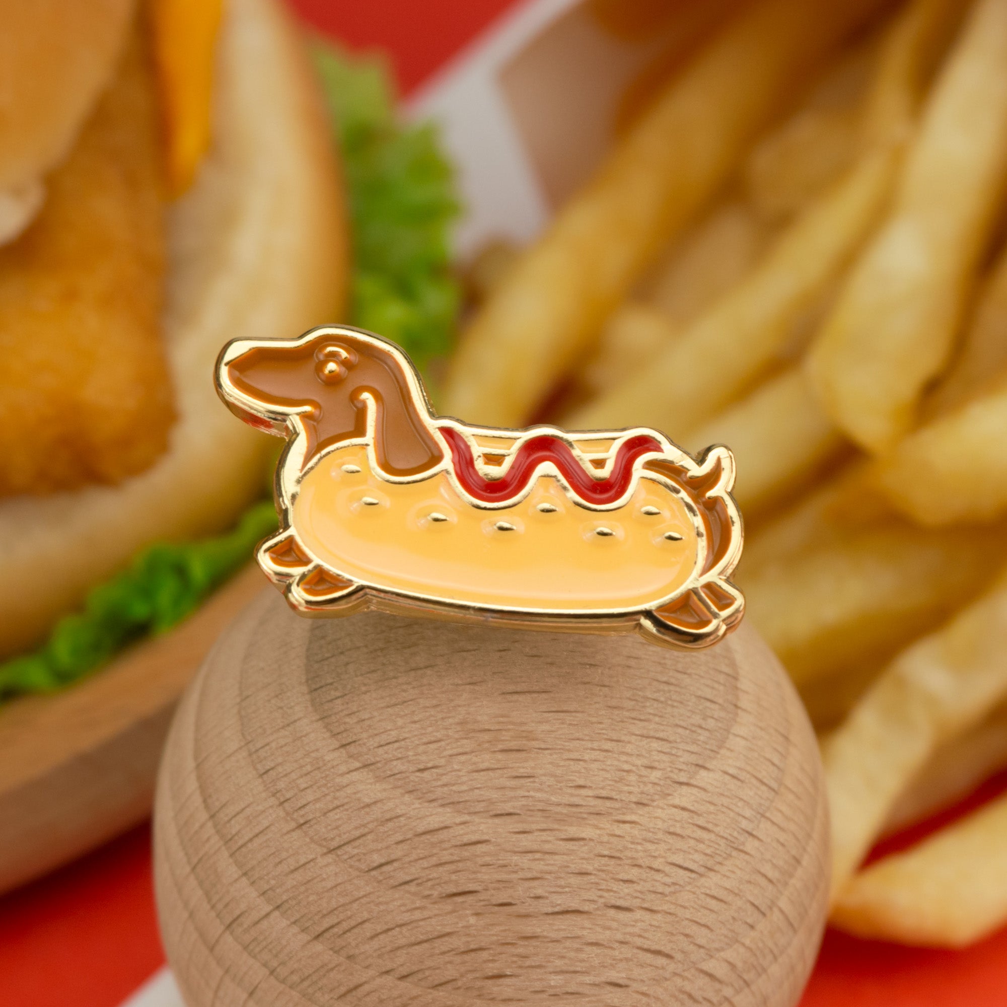 Hot Dog with Ketchup Enamel Pin
