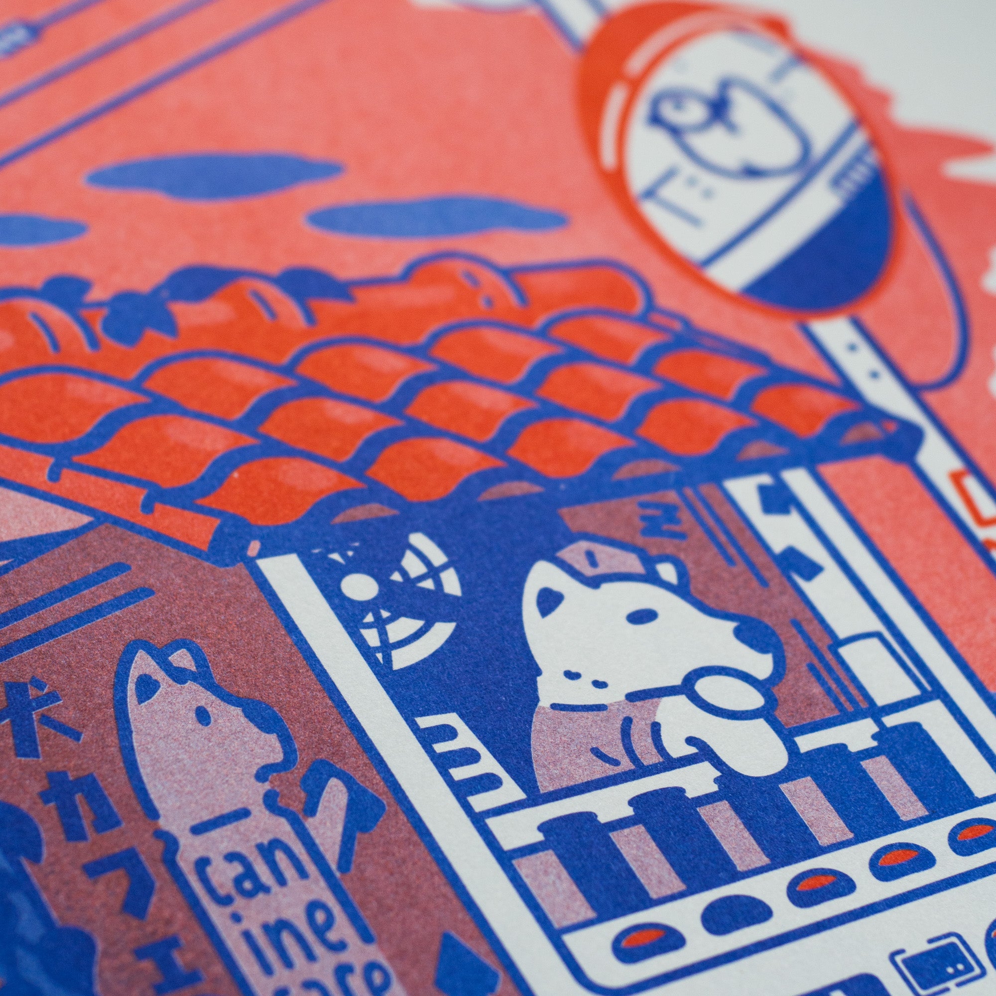 Canine Cafe A3 Riso Riso Print