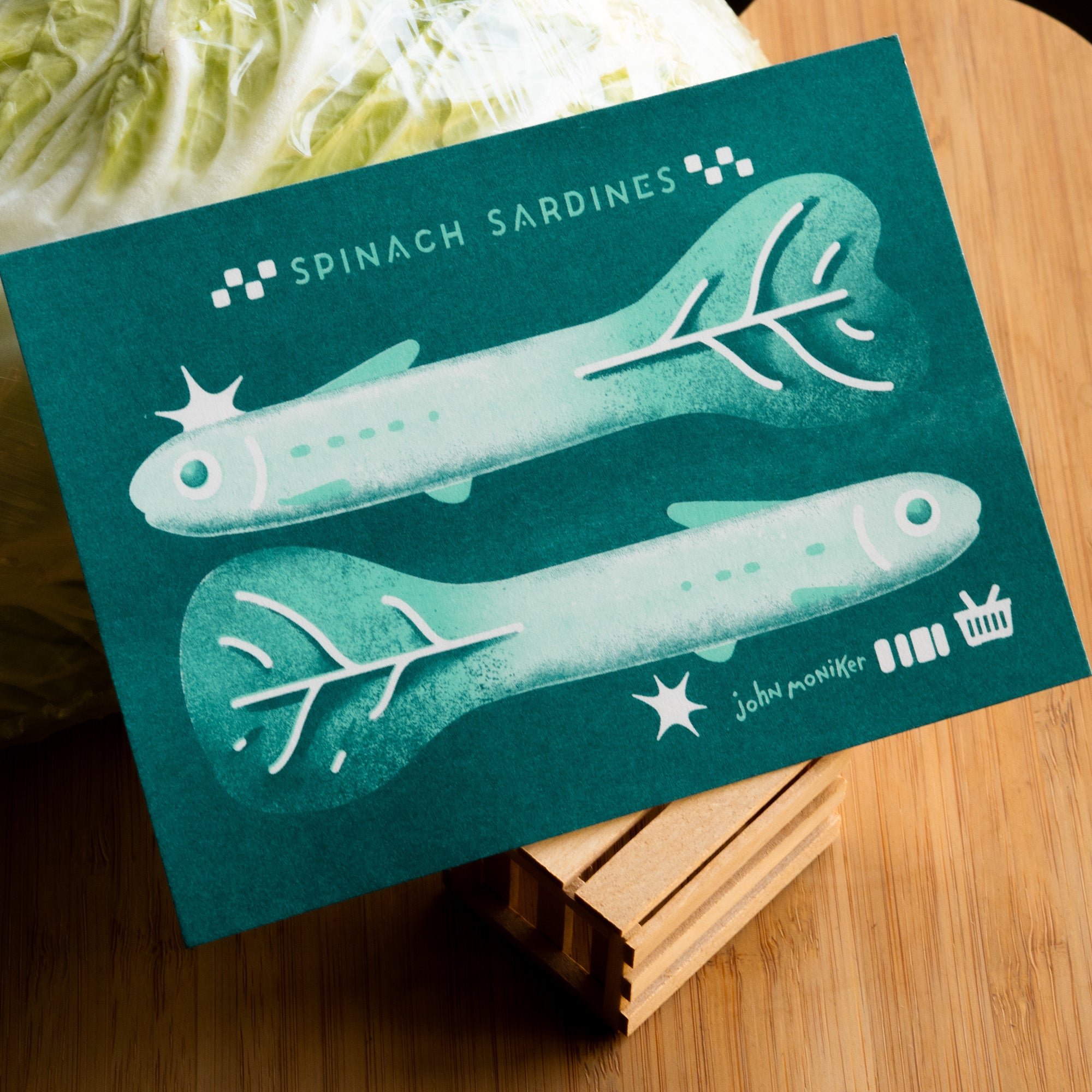 Spinach Sardines A6 Riso Print