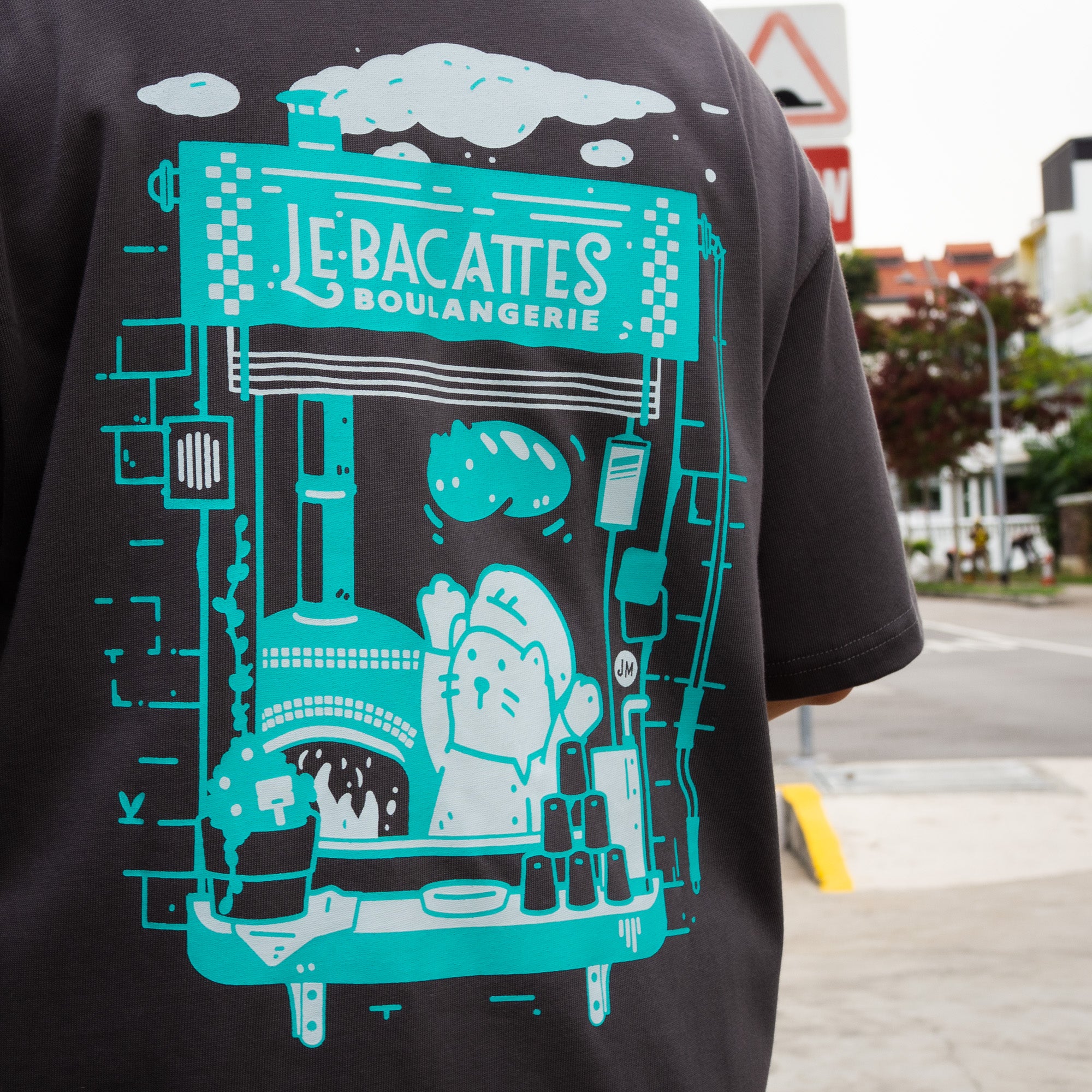 Cat Toss Oversized Fit Charcoal Grey T-Shirt