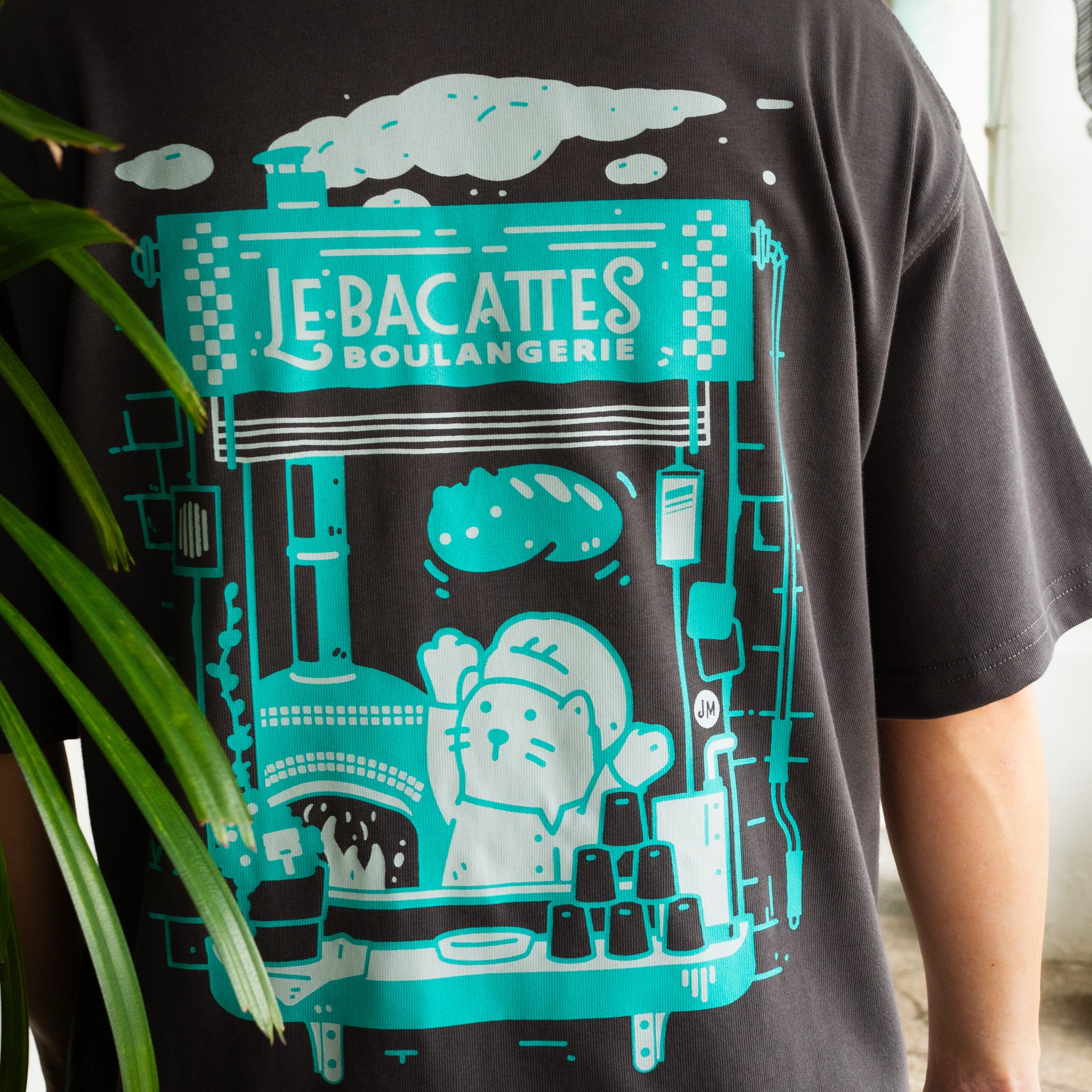 Cat Toss Oversized Fit Charcoal Grey T-Shirt