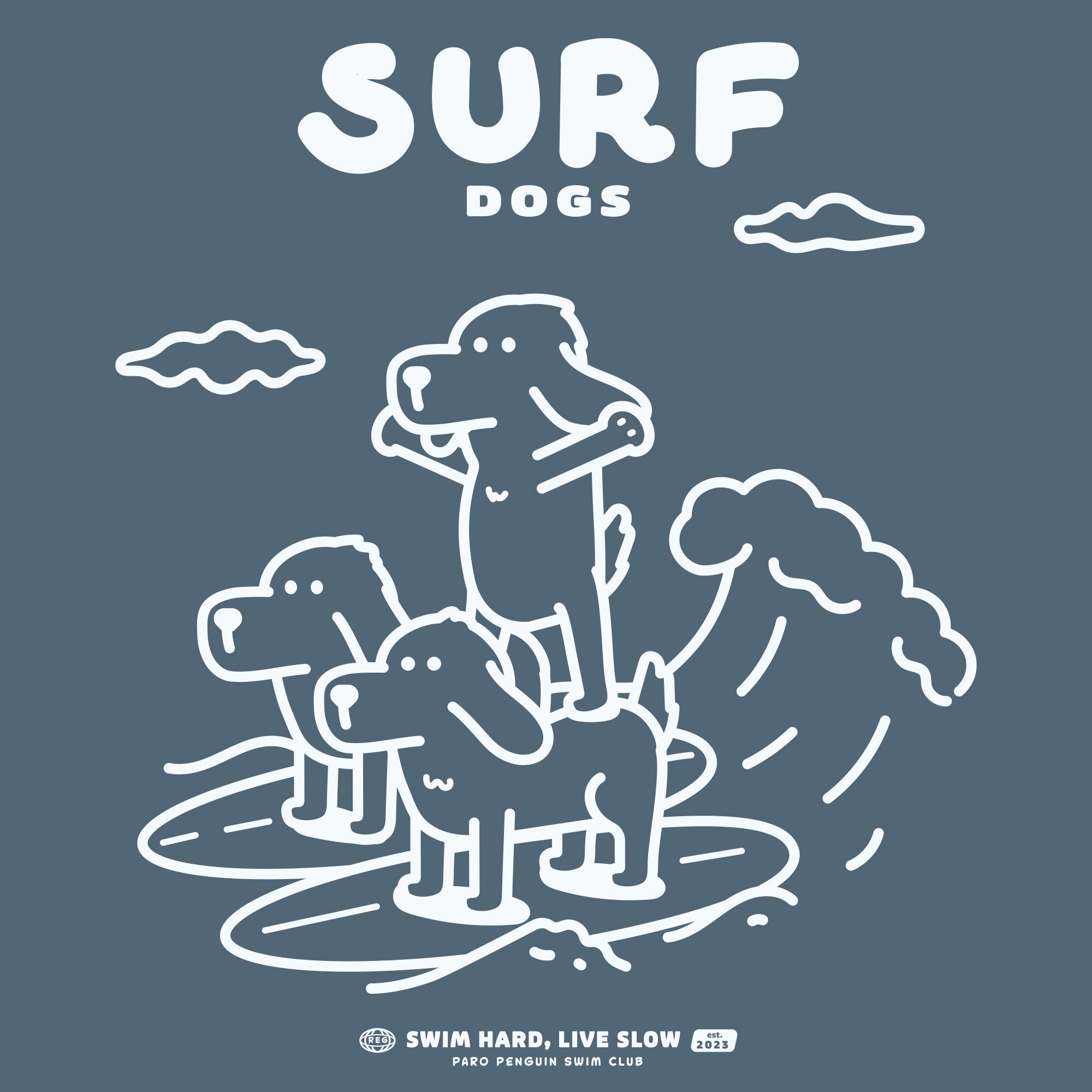 Surf Dogs Oversized Fit Slate Blue T-Shirt (Pre-Order)