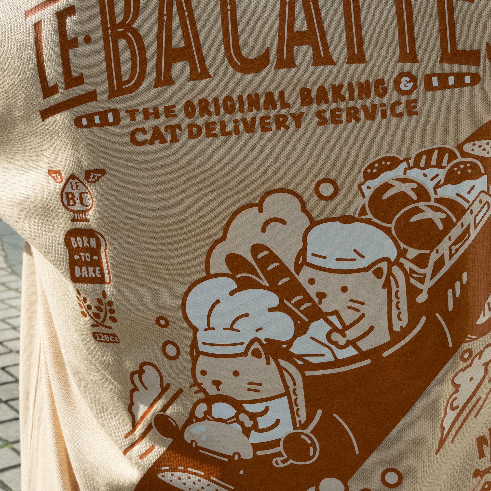 Baguette Cats Oversized Fit Khaki T-Shirt (Pre-Order)