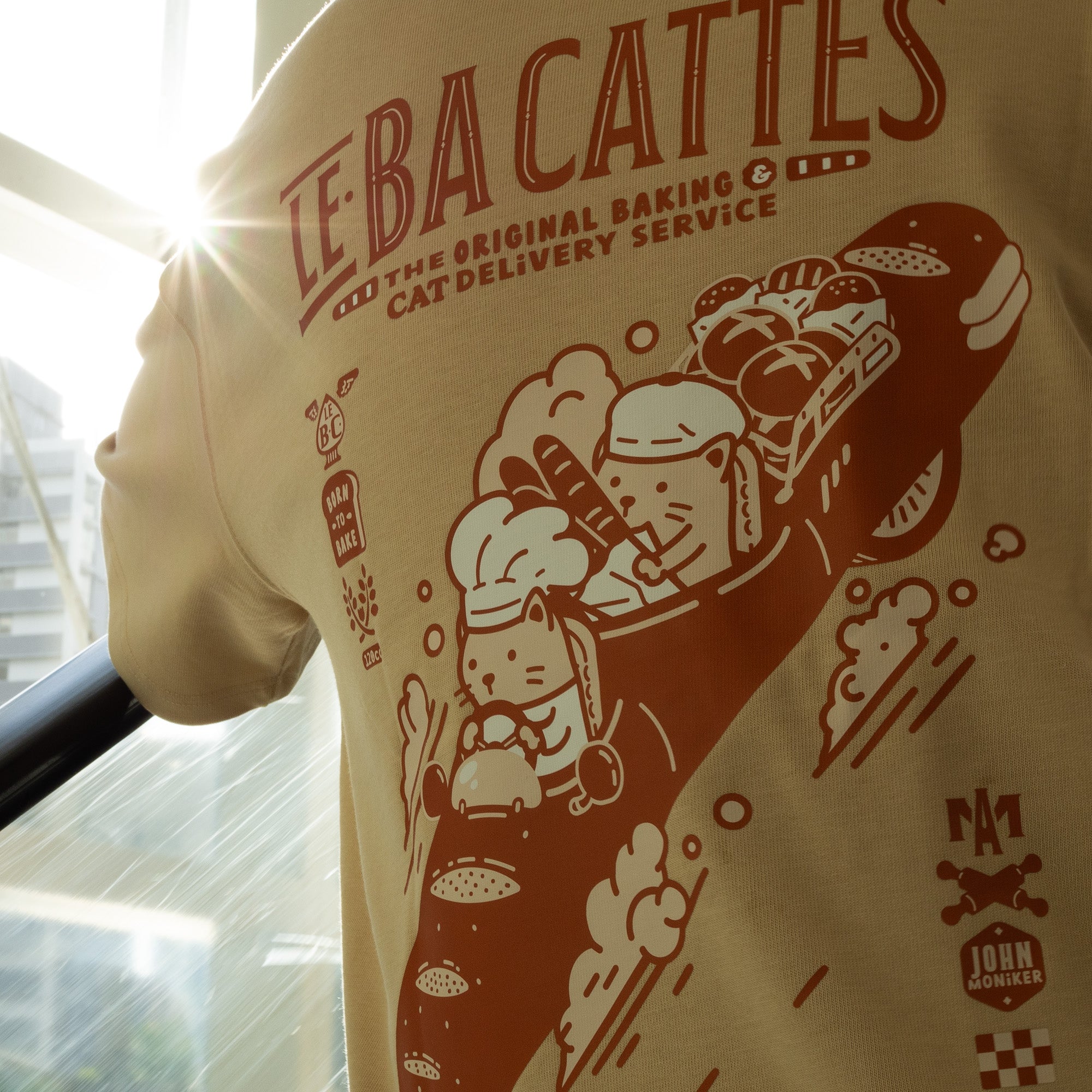 Baguette Cats Oversized Fit Khaki T-Shirt (Pre-Order)