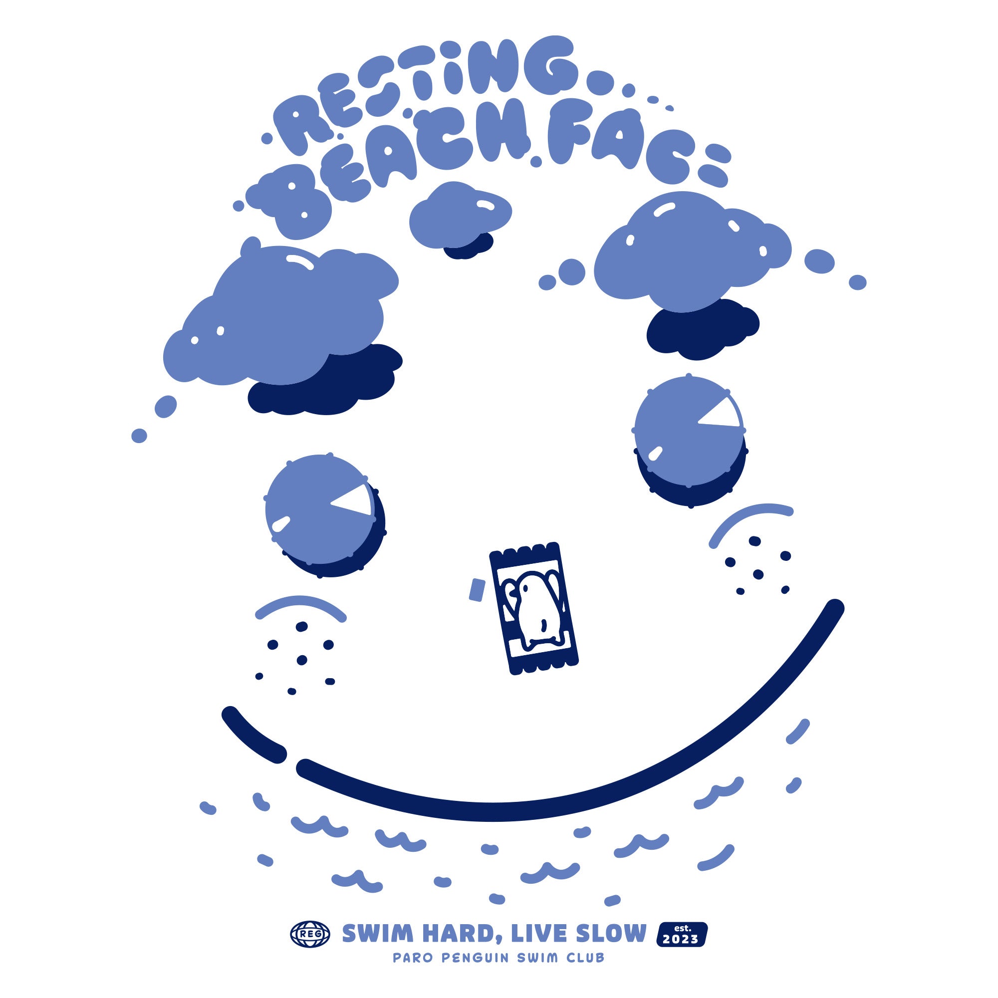 Resting Beach Face Oversized Fit White T-Shirt (Pre-Order)