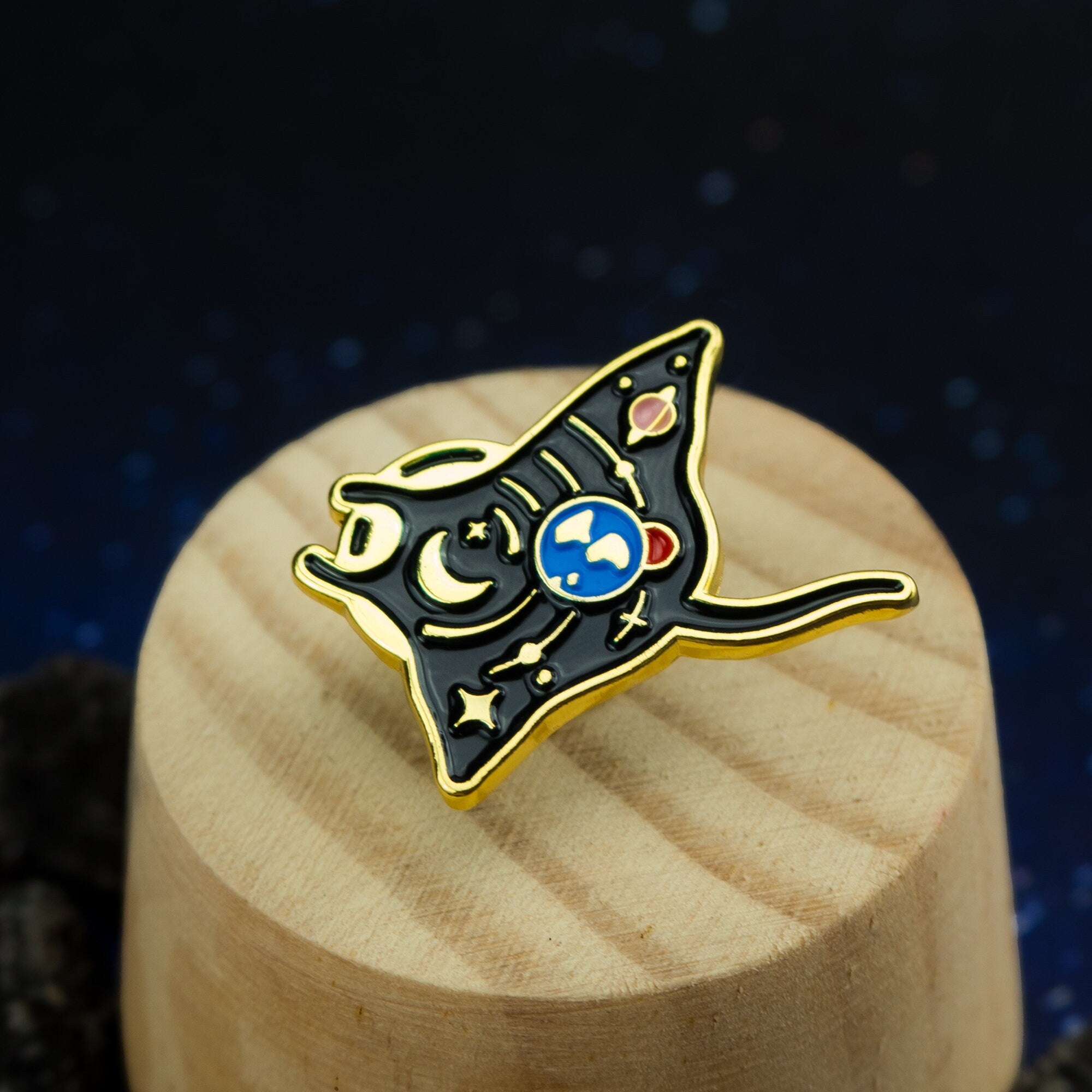 Space Manta Ray Enamel Pin