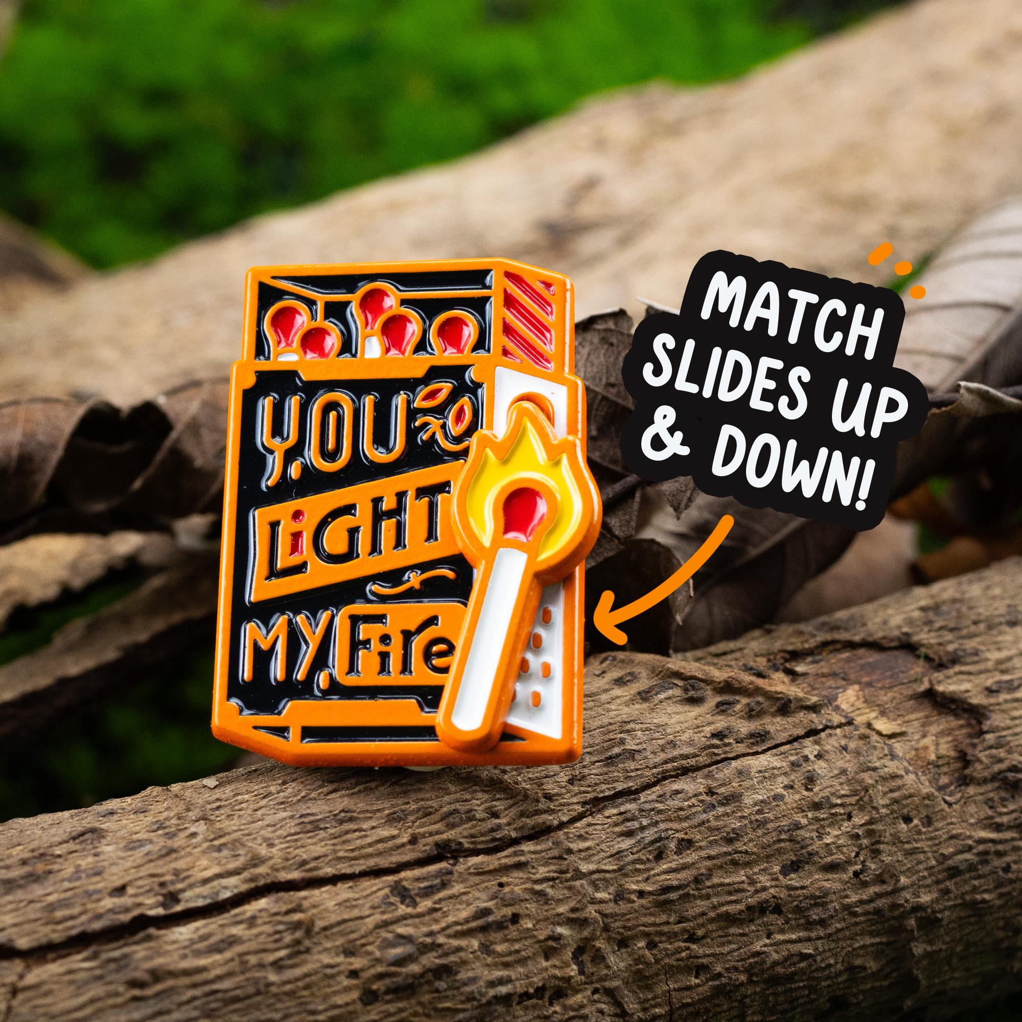Sliding Matchbox Enamel Pin (Interactive)