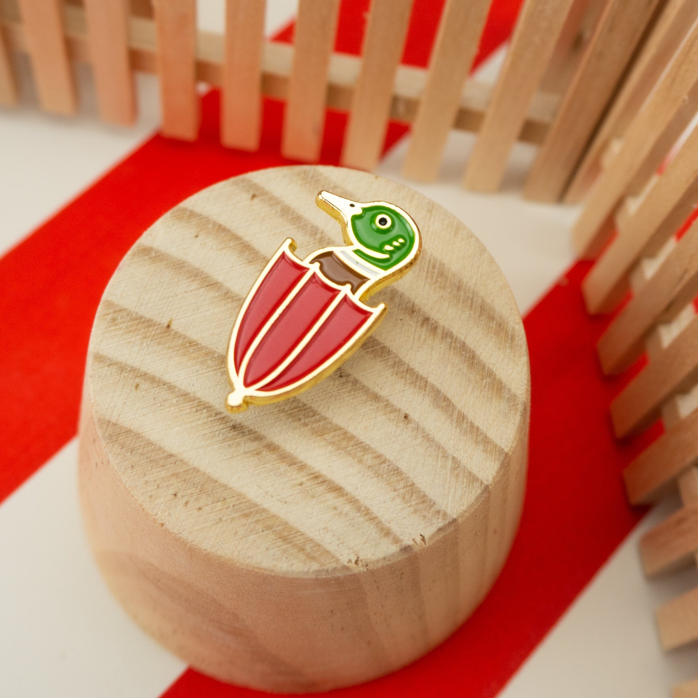 Quirky Duck Umbrella Enamel Pin