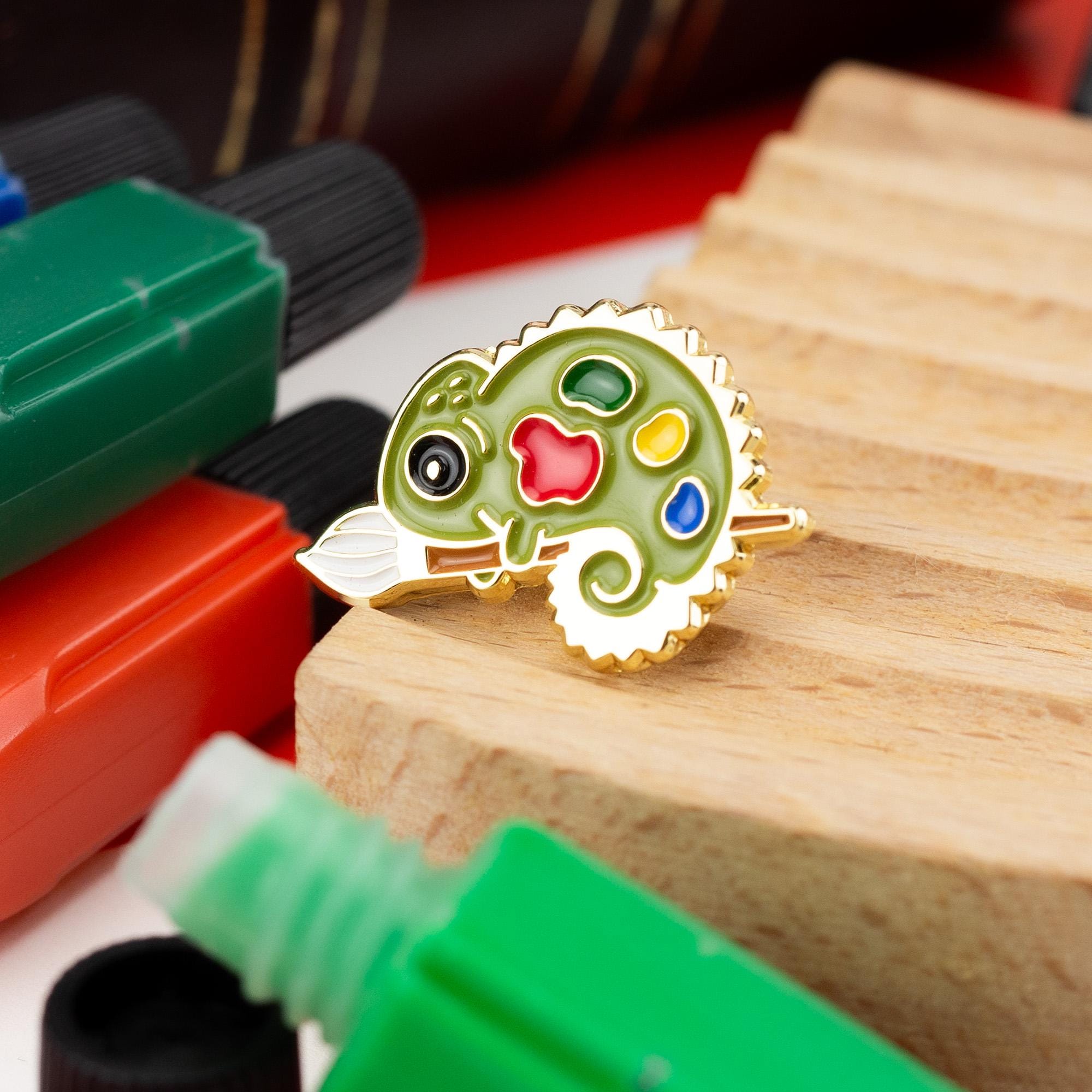 Chameleon Painter Enamel Pin