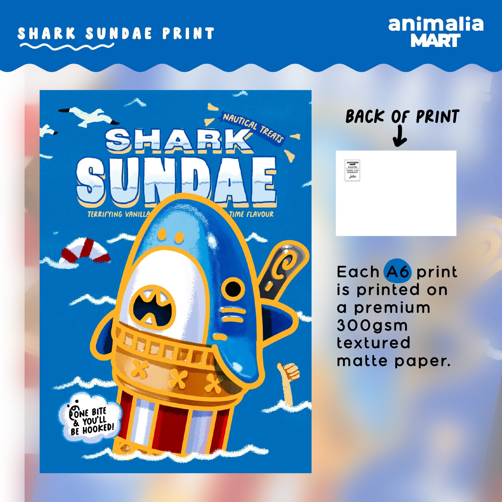 Shark Sundae A6 Print
