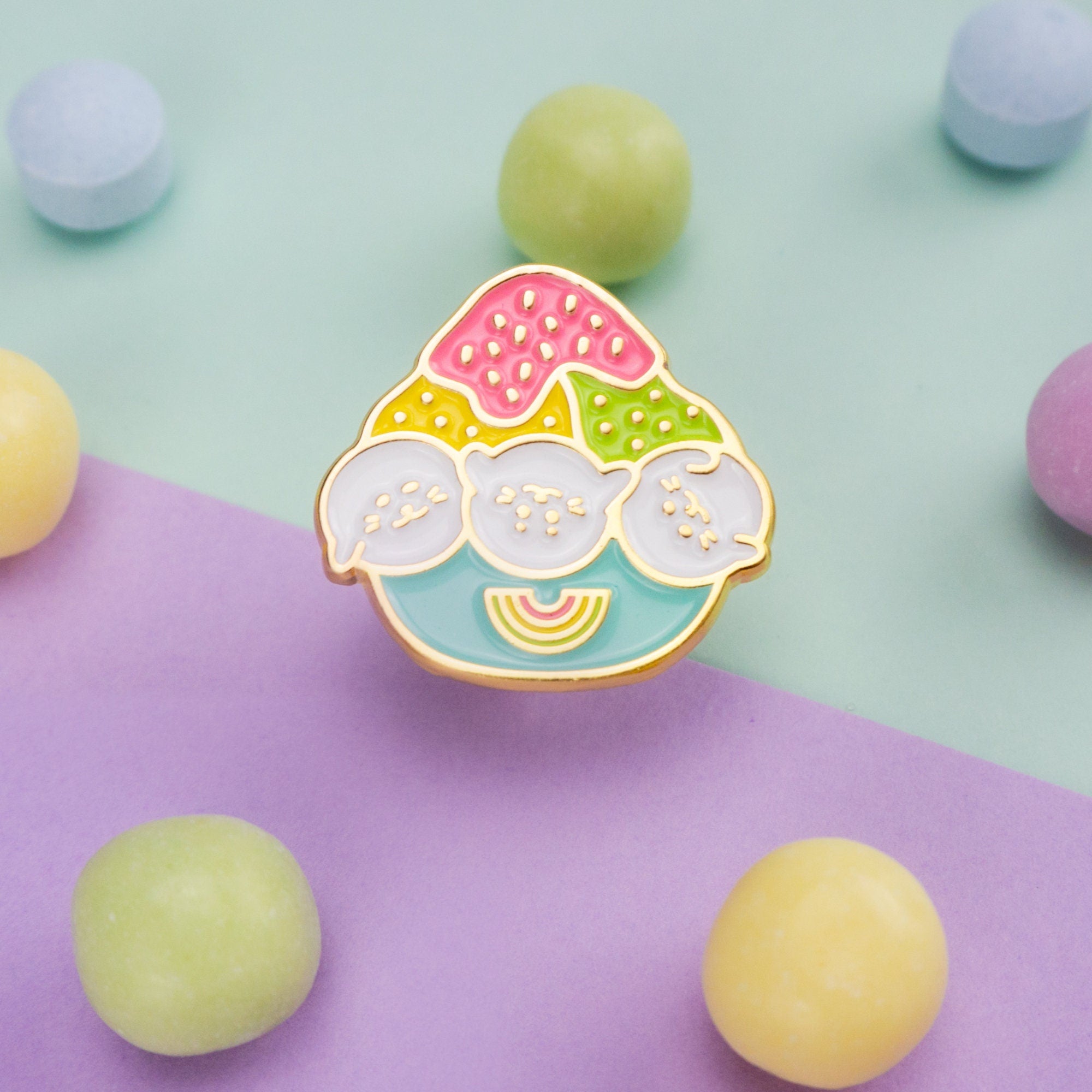 Kakigori Mochi Seals Enamel Pin