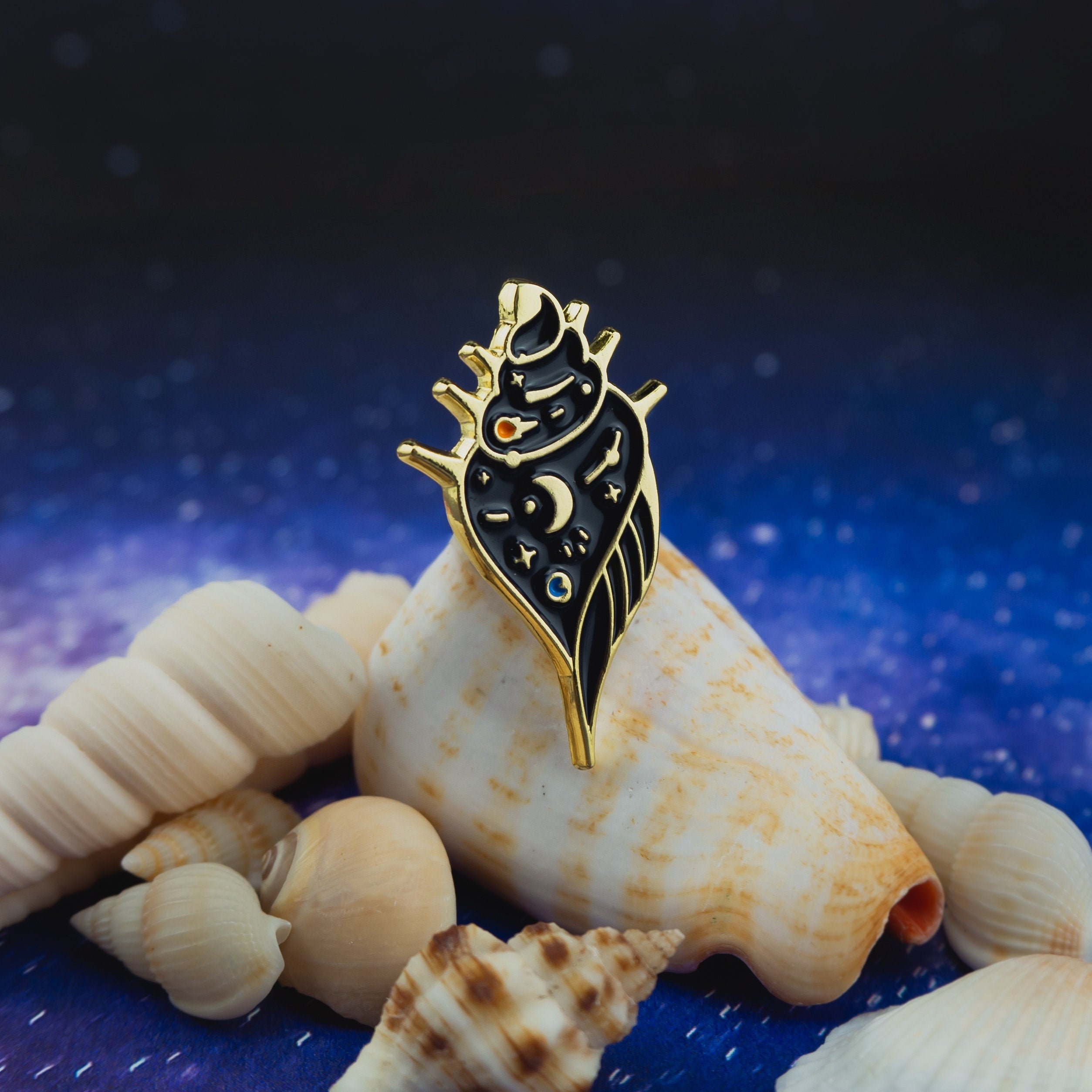 Space Conch Shell Enamel Pin