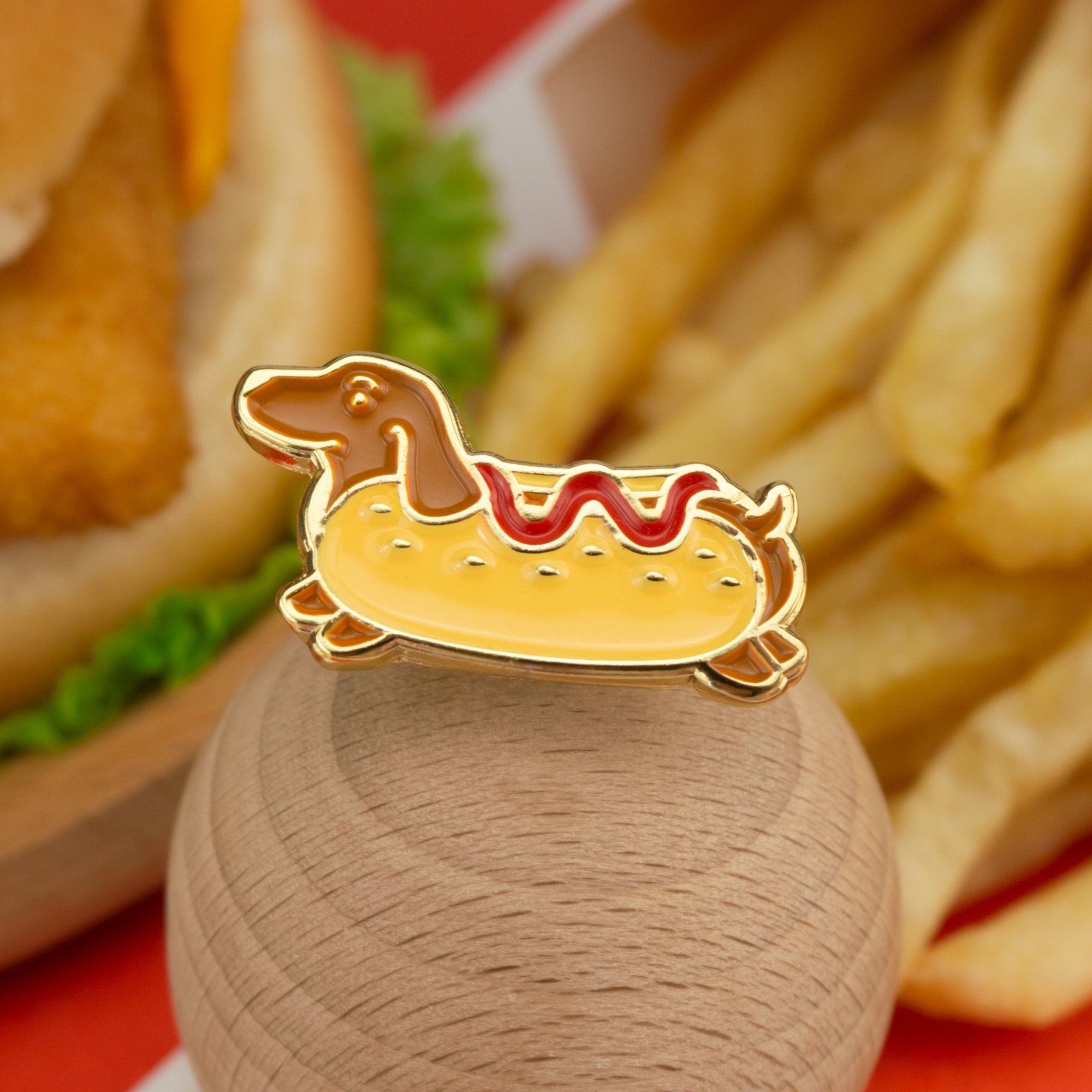 Hot Dog with Ketchup Enamel Pin
