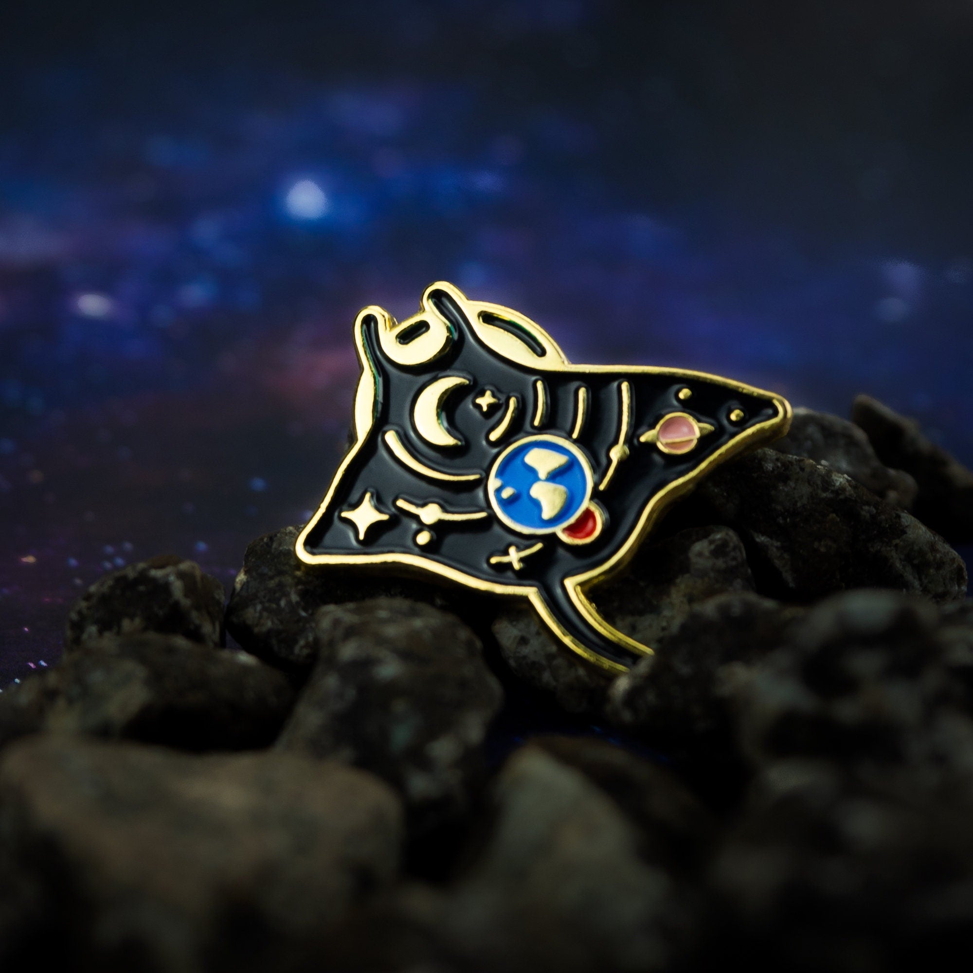 Space Manta Ray Enamel Pin