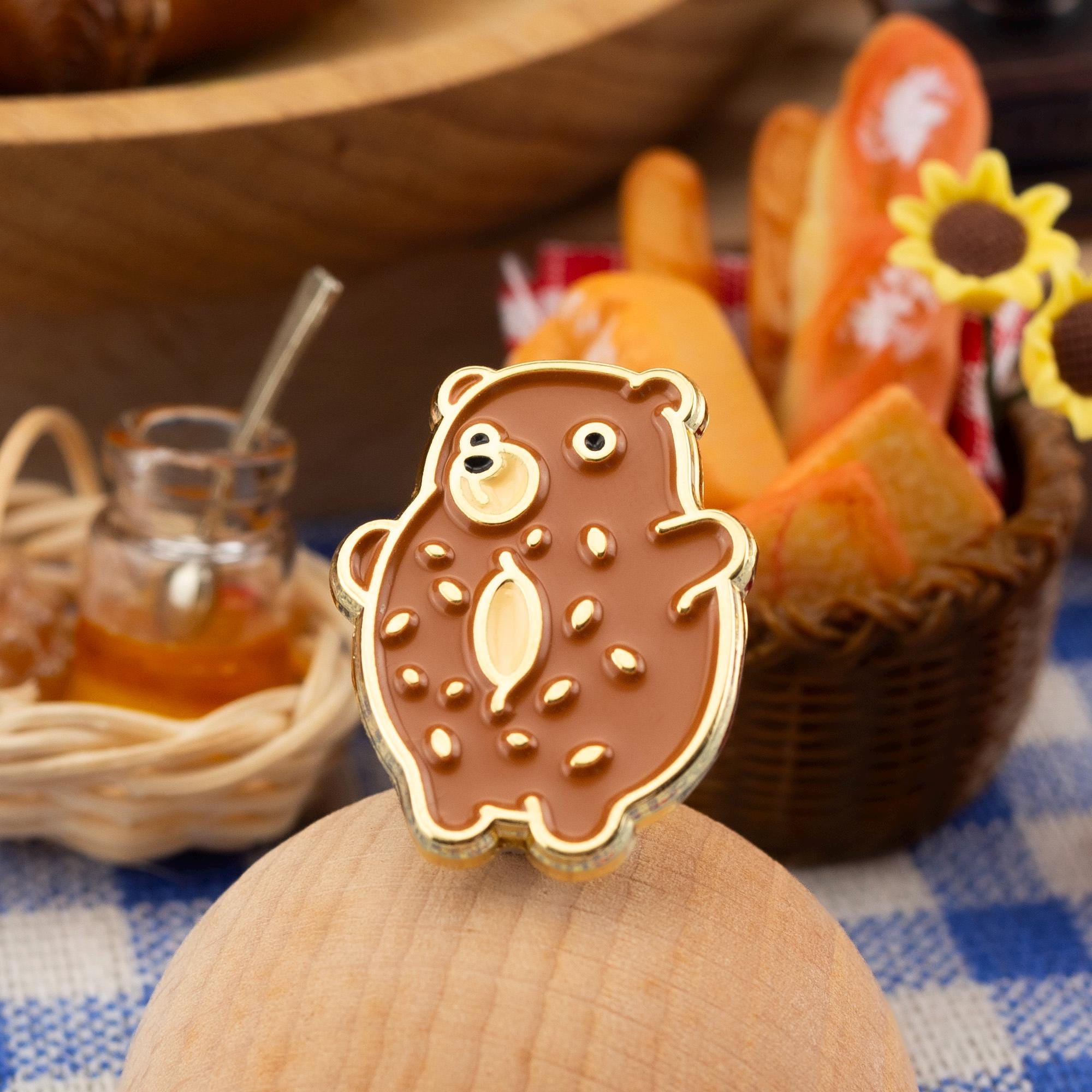 Bagel Bear Enamel Pin